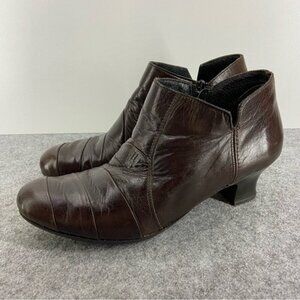 Rieker Brown Leather Heeled Bootie Ankle Boot Women’s Size 38 or US 7
